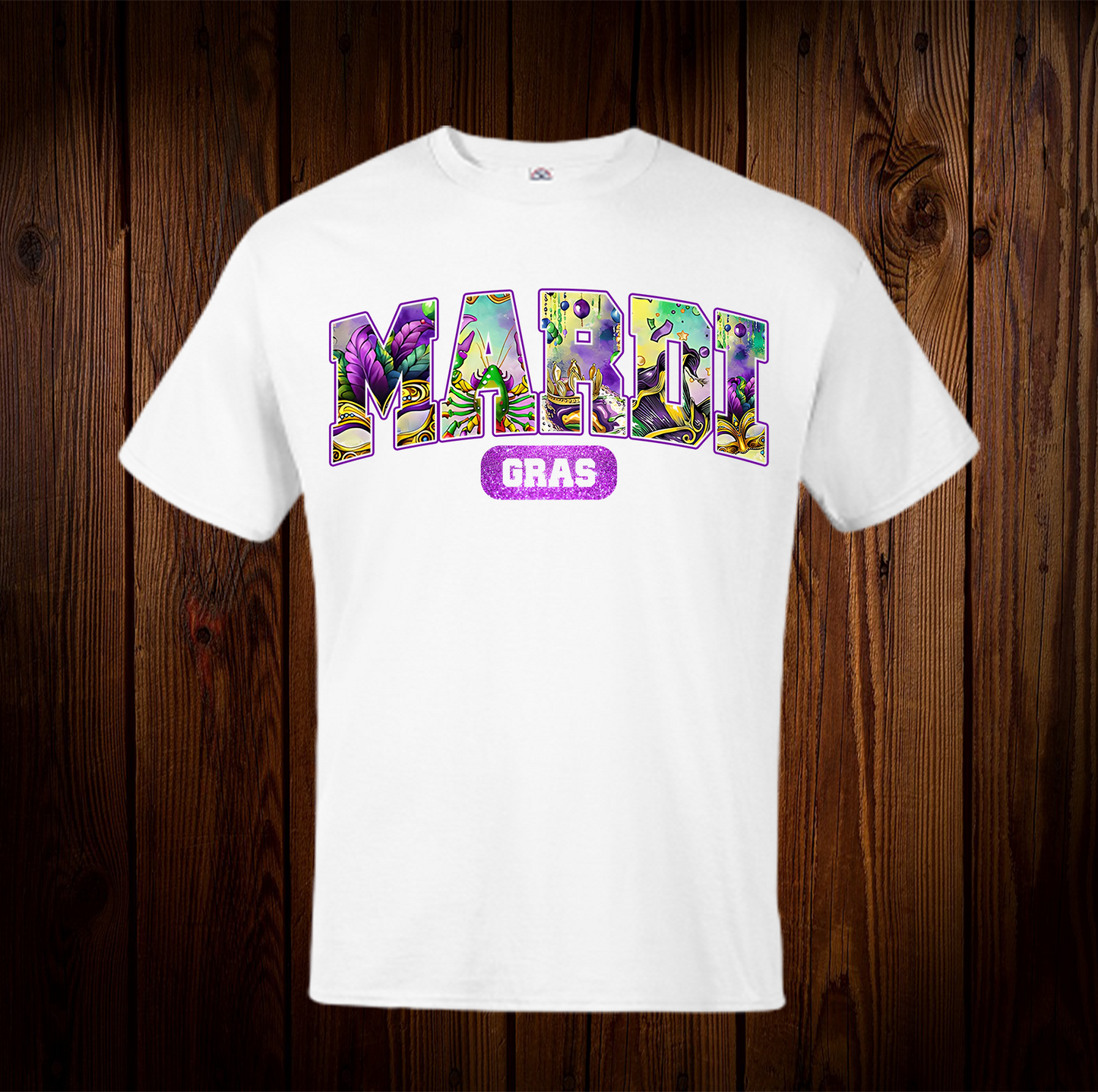 Mardi Gras Purple Yellow & Green Black Shirt