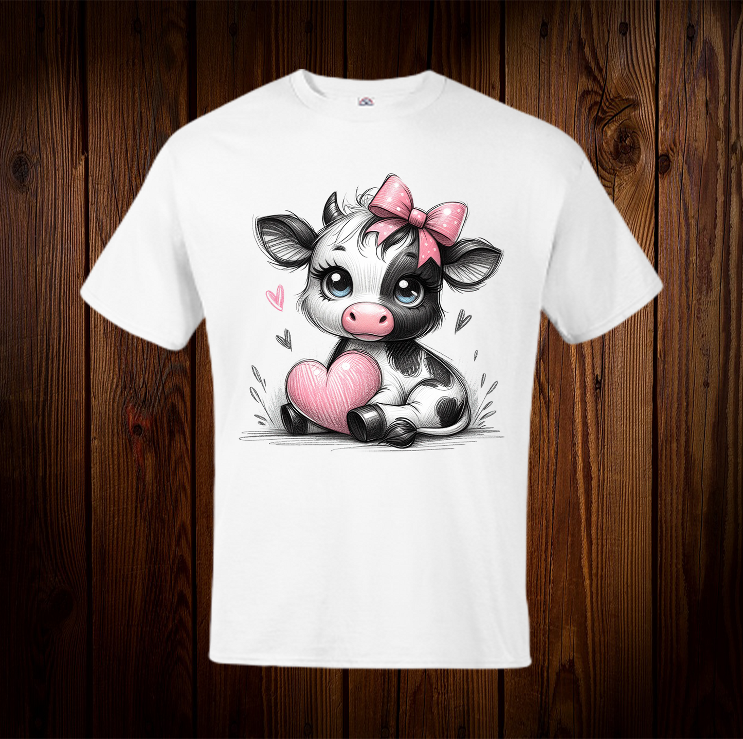 Baby Highland Cow Valentines Day Black and White Shirt