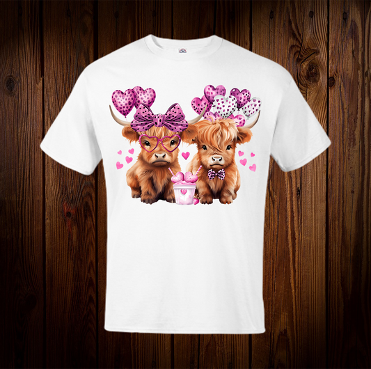 Baby Highland Cows Purple Valentine Shirt