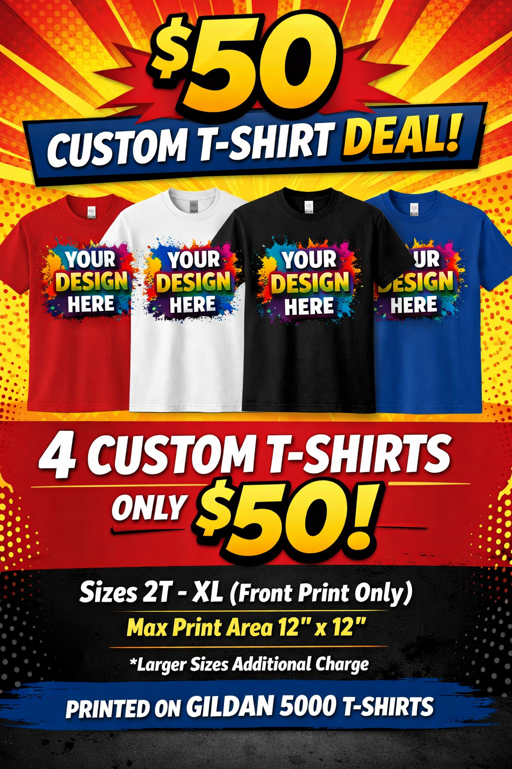 4 Custom T-shirts Deal