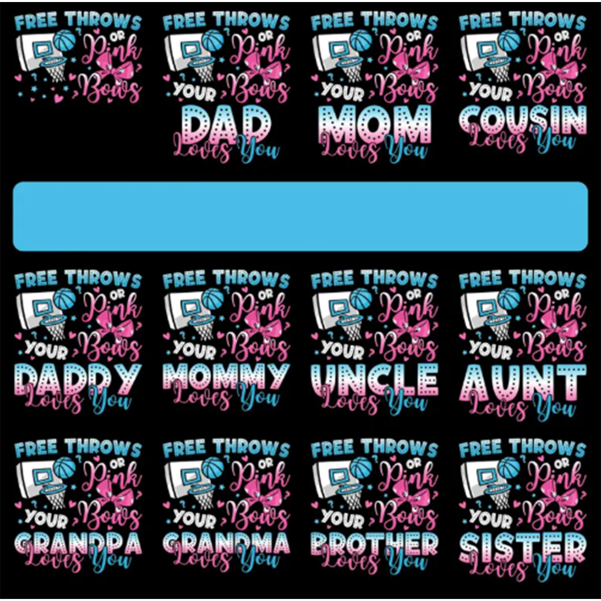 Free Throws or Pink Bows Gender Reveal Shirt