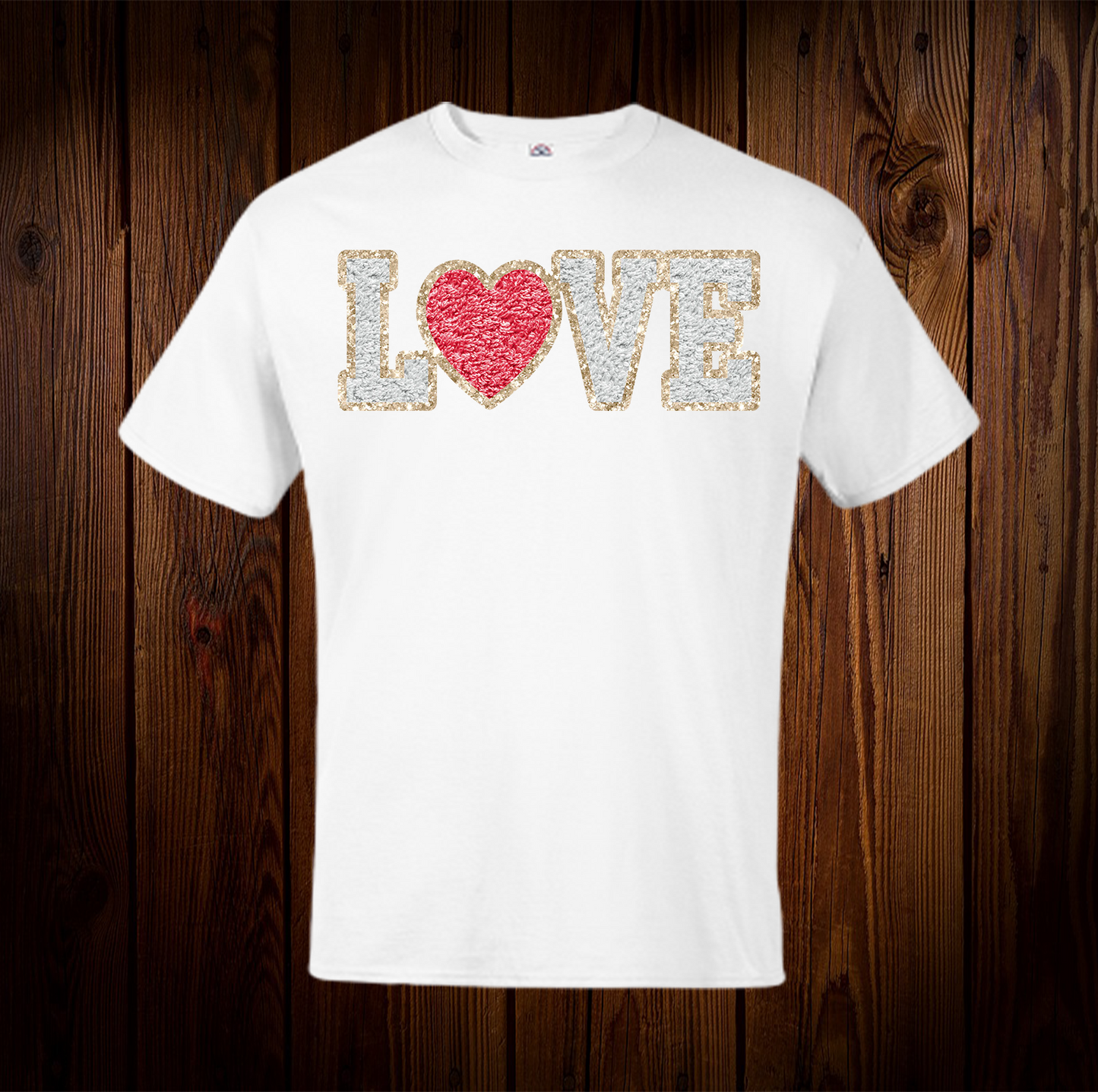 Gold Glitter Faux Patch Love Shirt