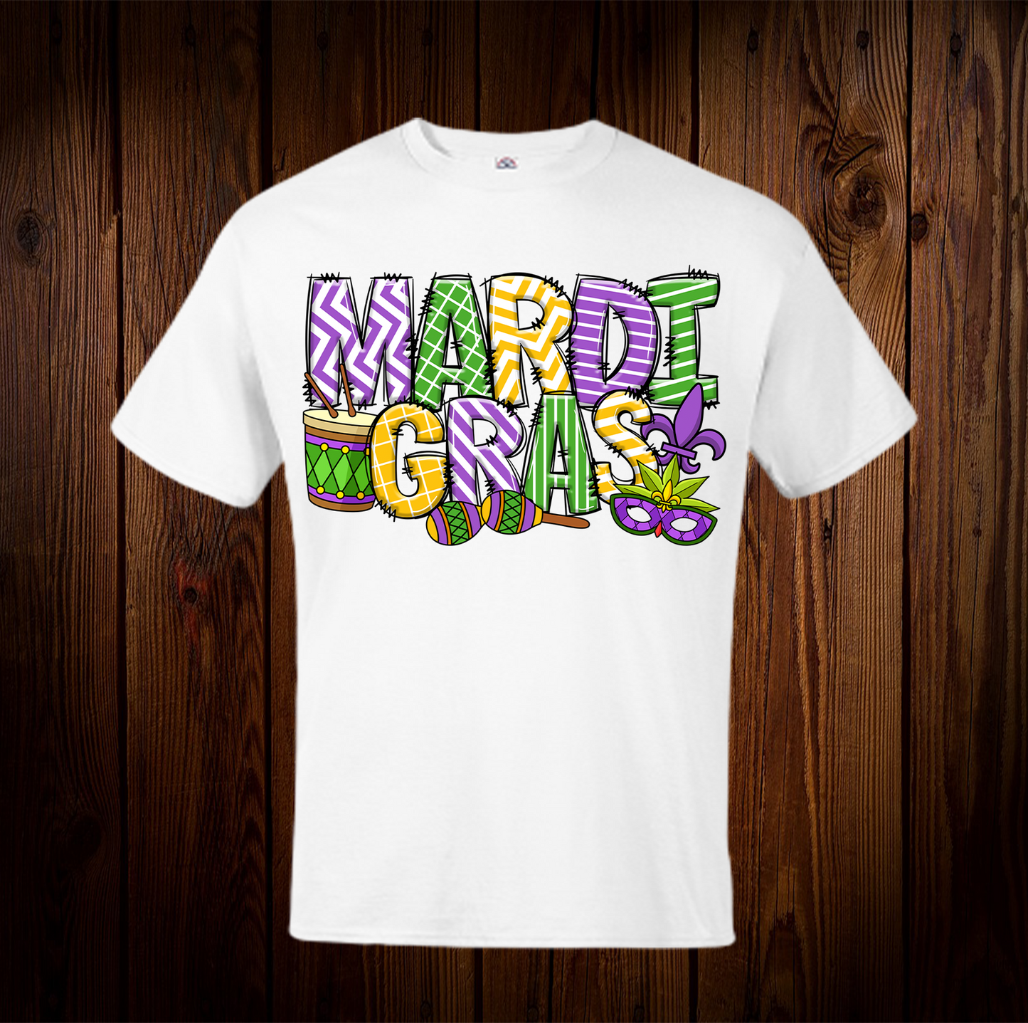 Mardi Gras Drum & Mask Shirt