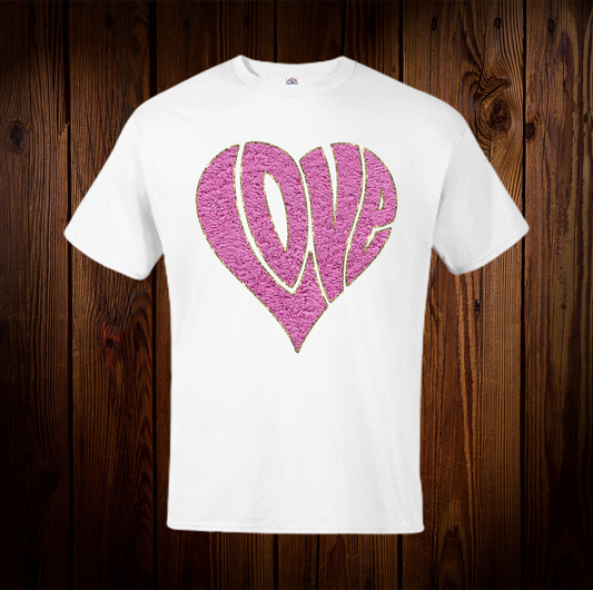 Pink and Gold Groovy Heart Faux Patch Shirt