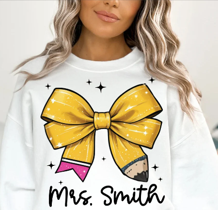 Pencil Coquette Bow Personalized Shirt