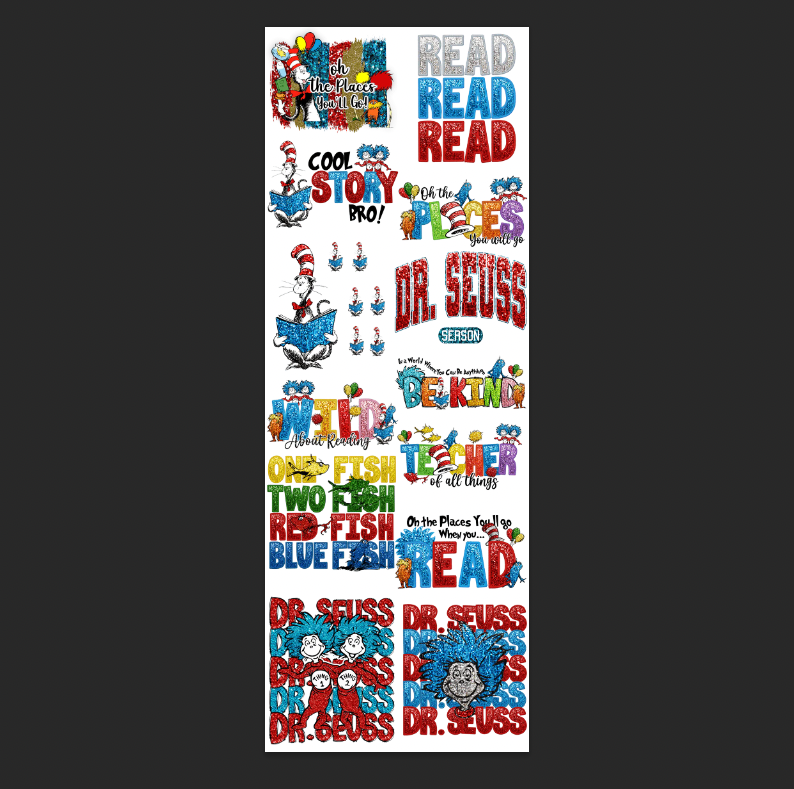 Dr. Seuss Gangsheet 22x60