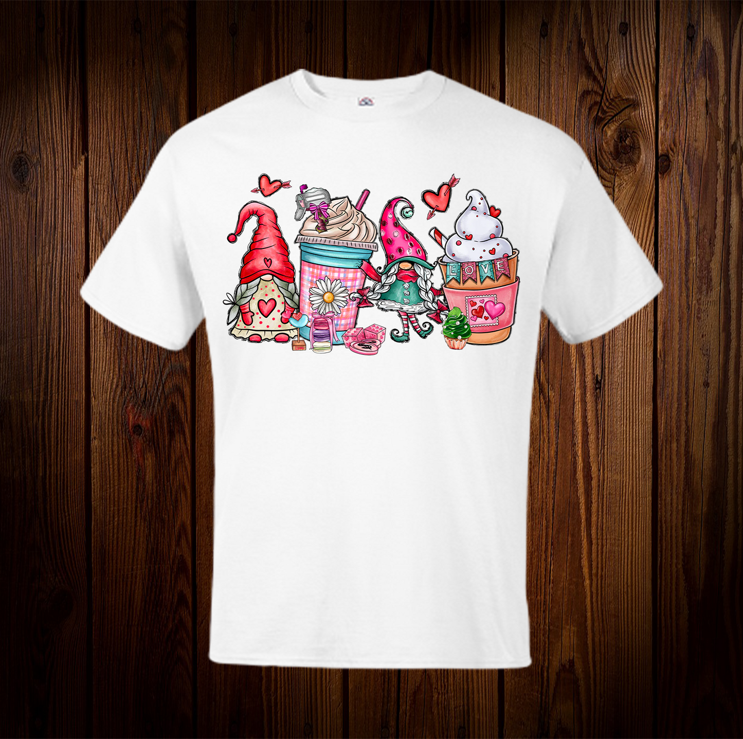 Valentine Gnome And Coffee Duo Shirt