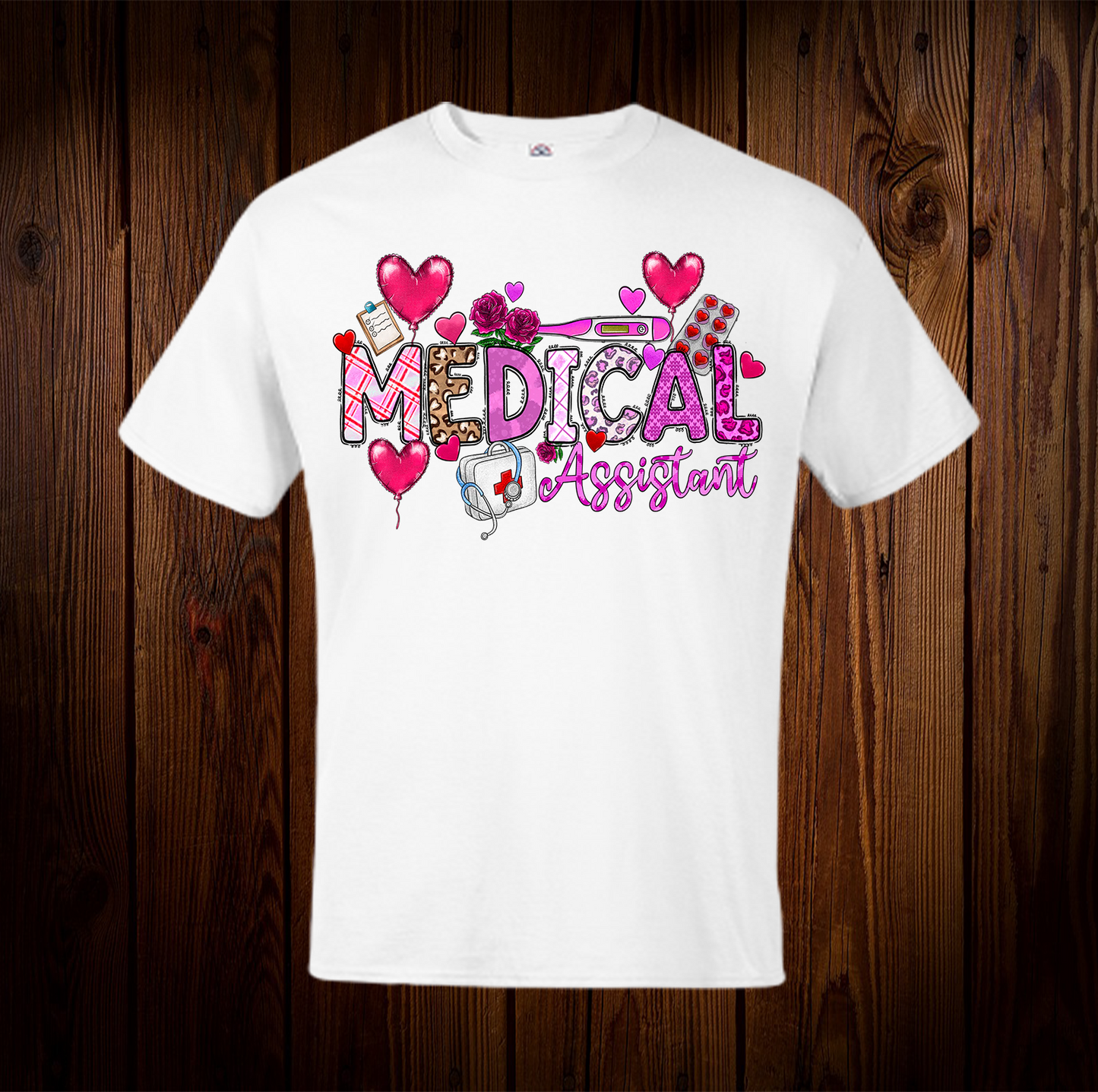 Valentine Medical Assistant With Hearts And Roses Shirt